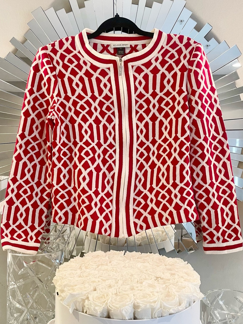 ST. JOHN SPORT ZIP UP KNIT CARDIGAN TOP SIZE M